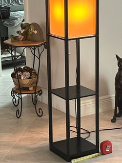 Stand up lamp with two shelves
