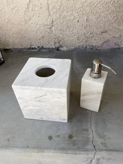 Tissue Box And Soap Dispenser Marble