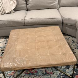 Luxury Camel Leather Ottoman 