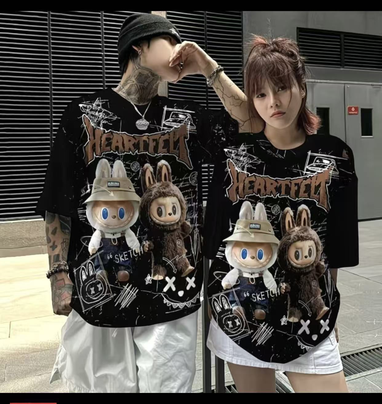 LABUBU Fashionable Black T-shirt Brand New Size L