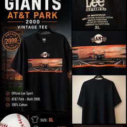 Vintage 2000 AT&T Park Giants Lee Sport T-Shirt XL Black MLB Stadium Tee