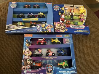 Paw Patrol Pup Squad and Liberty Vehicle Pack, Chase Air Rescue Team Pack, Pup Squad & Roxi Racers Pack