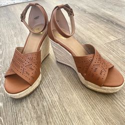High Wedge Open Toe Espadrille Sandals 