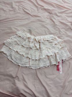 White Ruffled Mini Skort | Size M