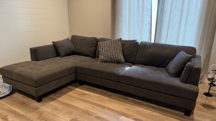 ASHLEY Dark Gray Fabric Sectional Sofa with Chaise