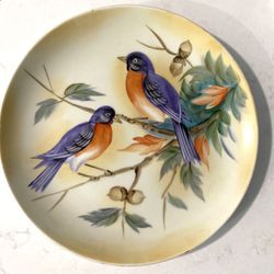 Beautiful Vintage Mid Century Lefton Bluebird plate 8.25" hanging plate, Bluebirds   Would be amazing on a gallery wall!