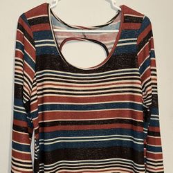 Brown Striped Dress Multicolor 