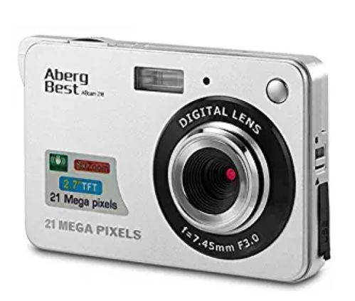 AbergBest 21 Mega Pixels 2.7" LCD Rechargeable HD Digital Camera Video Camera Digital Students Cameras,Indoor Outdoor for Adult/Seniors/Kid (Silver)