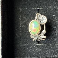 Opal Sterling Silver Dragonfly Ring. 