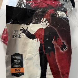 Evil Jester Costume Size 10-12 Kids