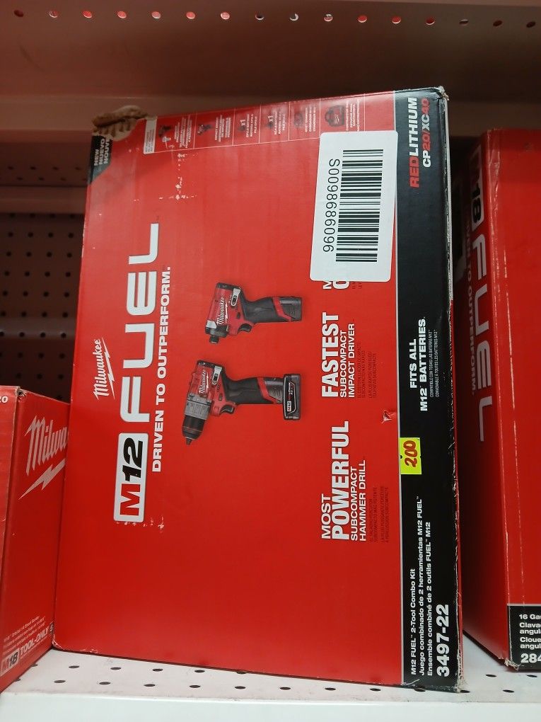 Milwaukee New Kit Hammer Drill And Impact 12M Fuel Brussless
