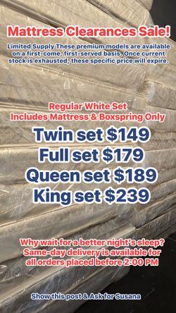 Over stock sale Twin regular white set -Susana