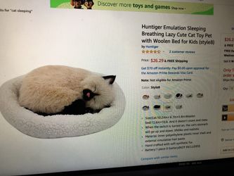 Cute cat toy.. hub tiger emulation sleeping , breathing lazy cat toy pet