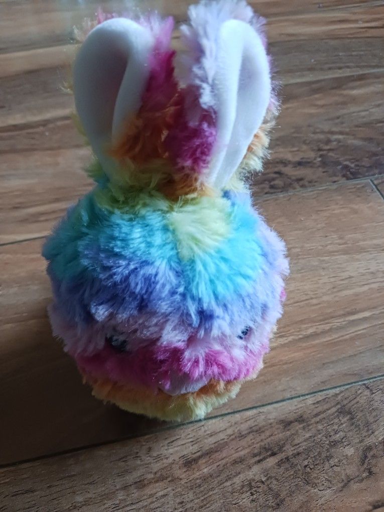 Vintage Hallmark Rainbow Bunny Ball Plush Round 6" Rabbit Soft Stuffed Animal