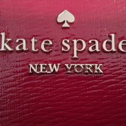 Kate Spade Red Patent Leather Wristlet Lined In Signature Pink EUC