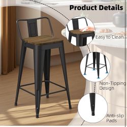 Homvinax 30in Metal Bar Stools 4 Set