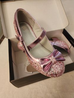 Girls Pink Glitter Heels