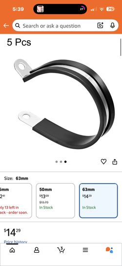 UXCELL 2-1/2" (63mm) Stainless Steel Rubber Cushioned Insulated Clamp - R Shape Metal Clamp - 12