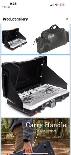 Coleman Triton+—2 Burner Propane Gas Camping Stove & Stove Carry Case, Black, 28" x 16" x 4"