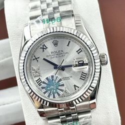 (500$)Rolex Datejust 36 Silver Roman Dial Fluted Bezel Jubilee Custom Butterfly Dial