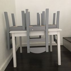 Humblecrew Wood Table And 4 Chairs For Ages 3-8 Good Cont