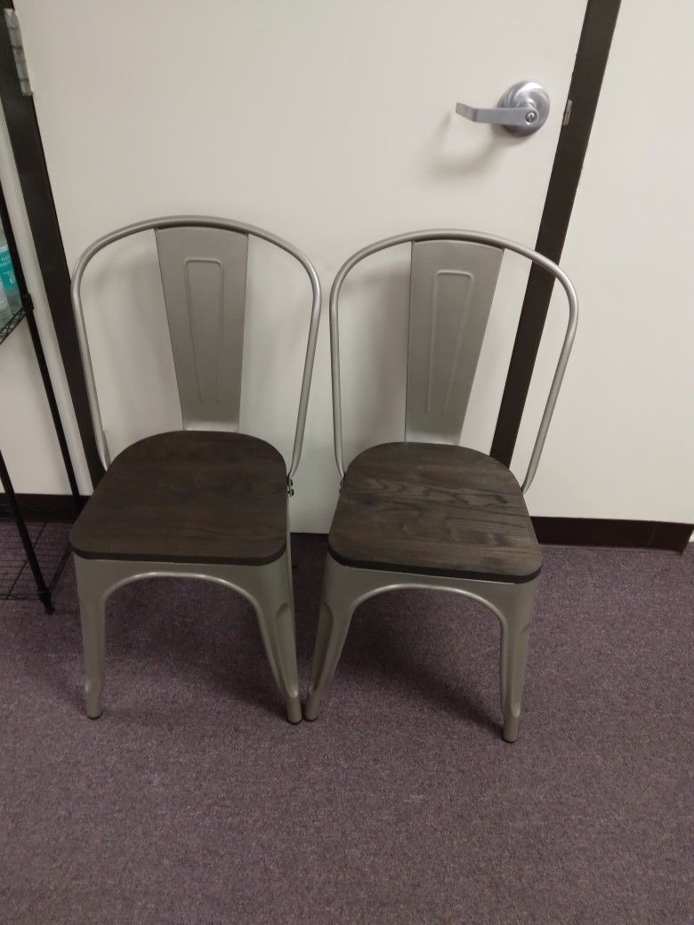 2 Wooden & Metal Chairs