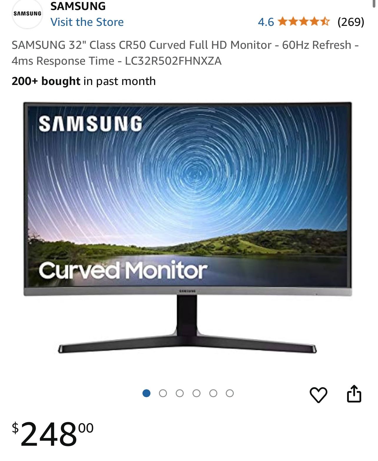SAMSUNG 32 Curved Full HD Monitor RETAIL PRICE $248
