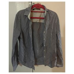 Zara Basics Blue and white striped casual shirt Size Large