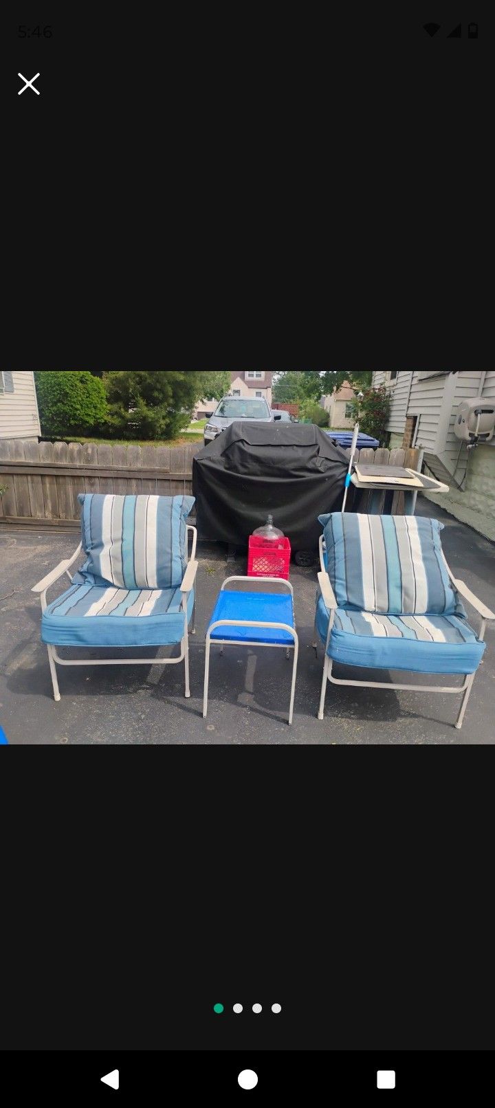 Three Piece Chairs Table And Cushions