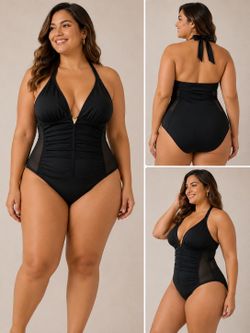 CUPSHE Black One Piece Swimsuit Size L – New With Tags