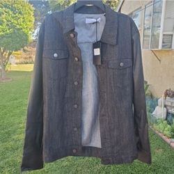 Men's Large Denim Faux Leather Jacket Chammara 