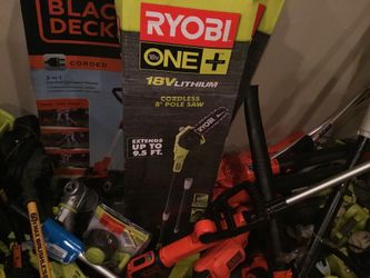 Ryobi 18V ONE+ Cordless Pole Saw on-SALE! Only 50 each Complete in box 💥💥👍🏽👍🏽☀️☀️💸💸
