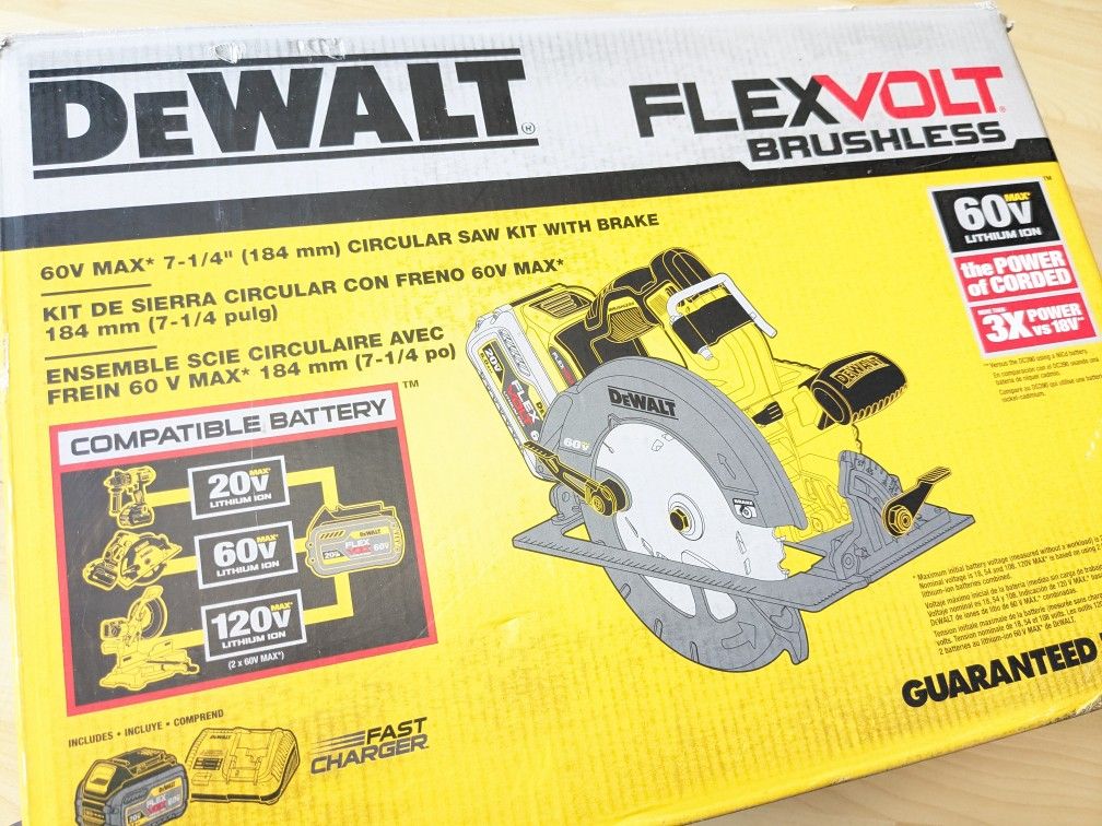 60V Max DeWalt 7 1/4" FLEXVOLT Circular Saw PRO- Combo Kit