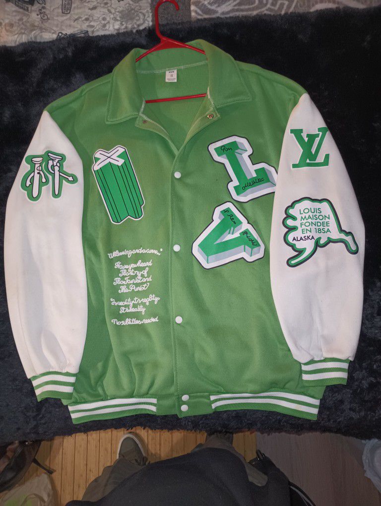 louis vuitton green letterman jacket