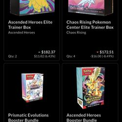 Pokemon ETBs, Bundles, and Booster Boxes
