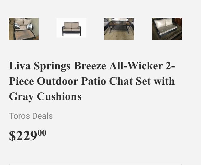 Liva Springs Breeze All-Wicker 2-Piece Outdoor Patio Chat Set with Gray Cushions