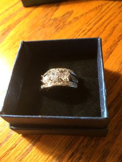 3 piece wedding ring set silver size 9