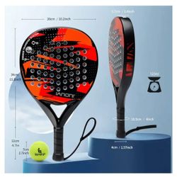 Padel Racket Carbon Fiber Surface with EVA Memory Flex Foam Core Lightweight Padel Racquet
