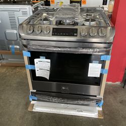 New LG ThinQ 5 Burner Gas Slide In Stove 30” Wide