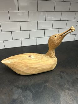 Vintage/Signed Hand Carved Wooden Duck Decoy/Art