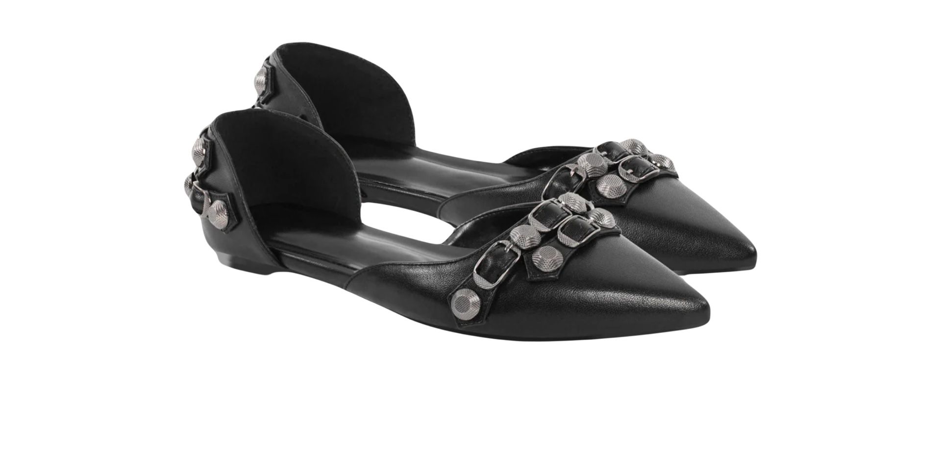 Pointed Toe Buckle Flats Black  Sz 14