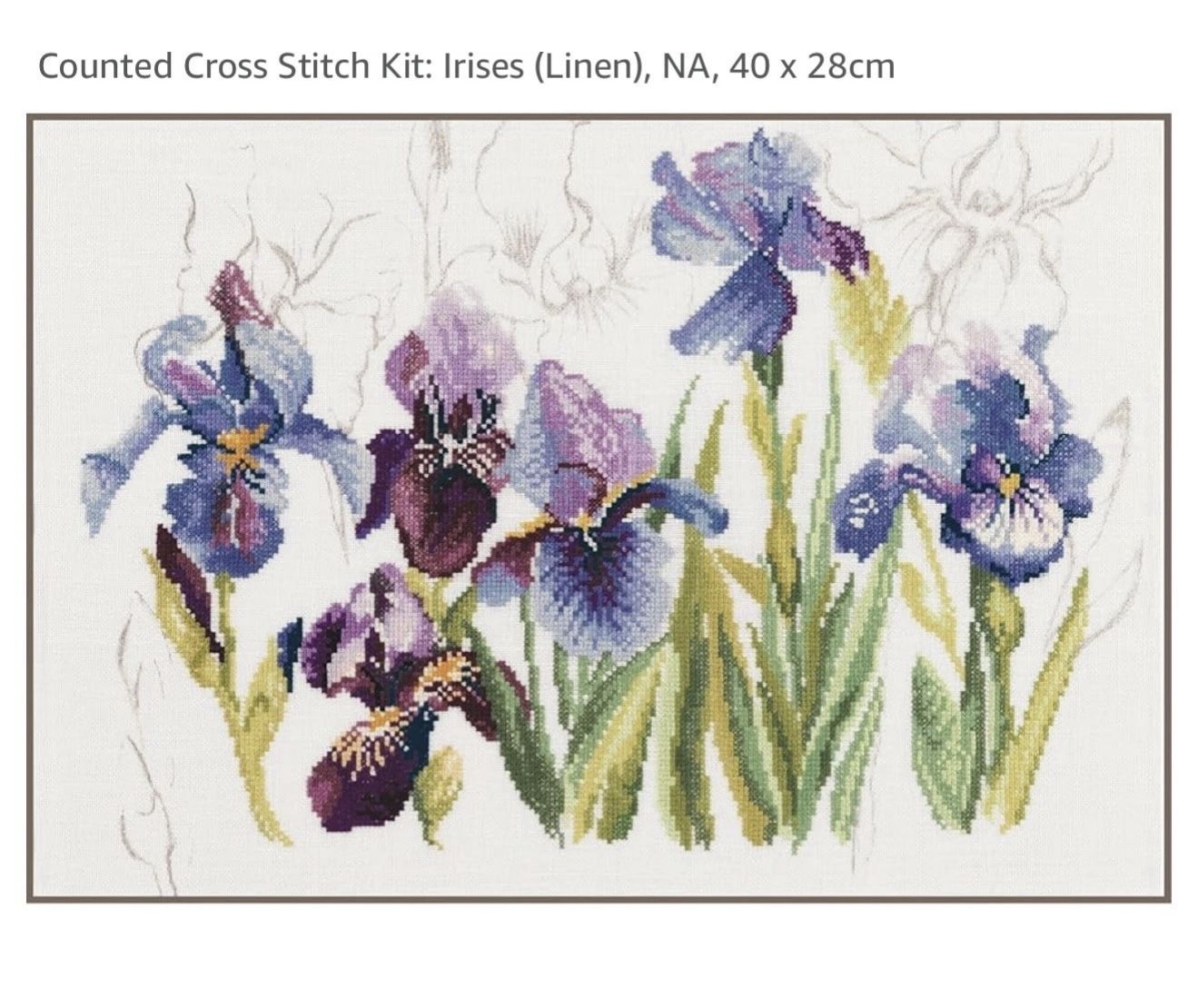 Lanarte Counted Cross Stitch Kit: Irises (Linen)