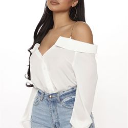 Women's Off The Shoulder Dress Shirt 