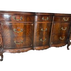 Fabulous Romweber French Flame Mahogany Dresser With Carved Swan Heads, Circa 1930s   