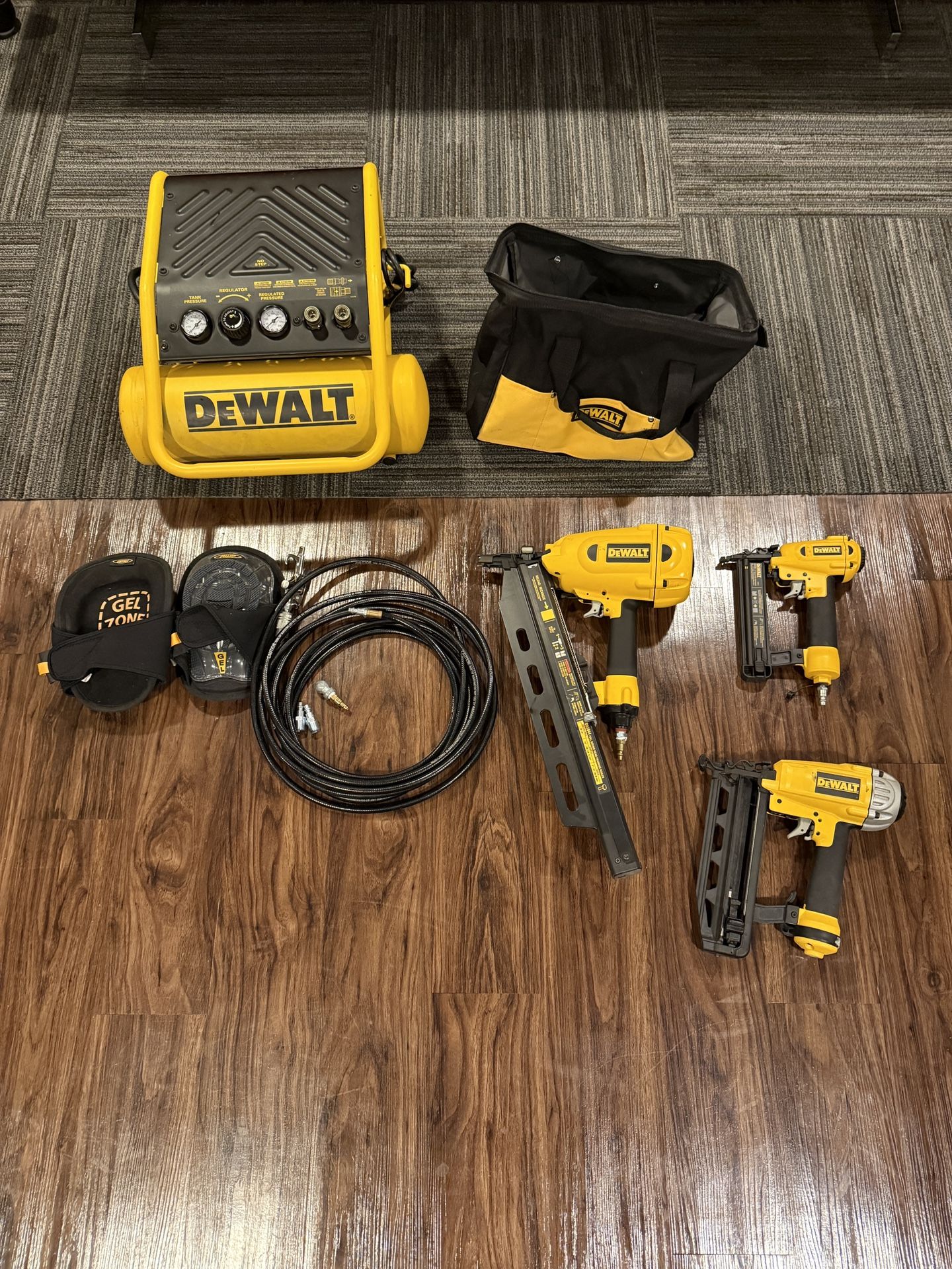 DeWalt Compressor and 3 Nail Guns