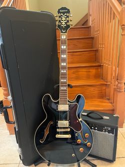 Epiphone Sheraton II Semi Hollow w/ Hardshell Case, Fender Amp