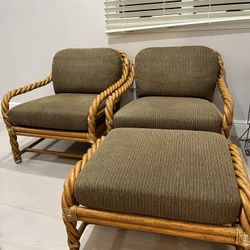 McGuire Chairs and Ottoman