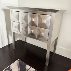 Small Silver Console Table with Drawers