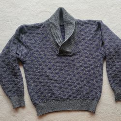 Men’s Violet/Plum Charcoal Grey Wool Sweater Shawl Collar - Size L