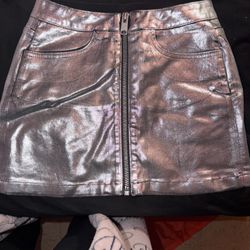 AllSaints Silver Cleo Denim Skirt 